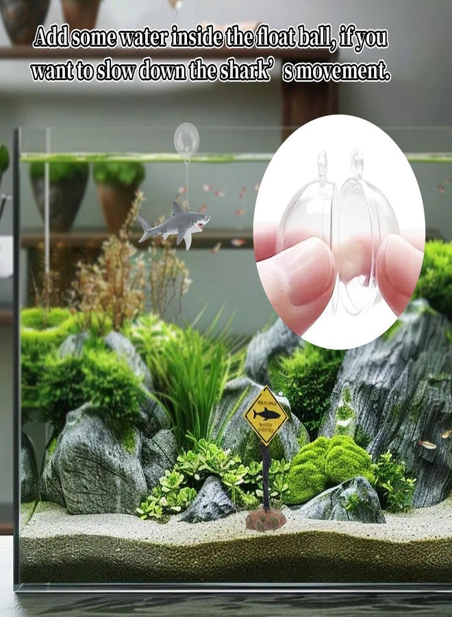 MHLLGN Fish Tank Decor Set, Plastic Great White Shark Statue with Floating Ball and a Warning Sign Decor, Fish Tank Decorations, Fish Aquariums Accessories, Aquarium Decor - Image 3